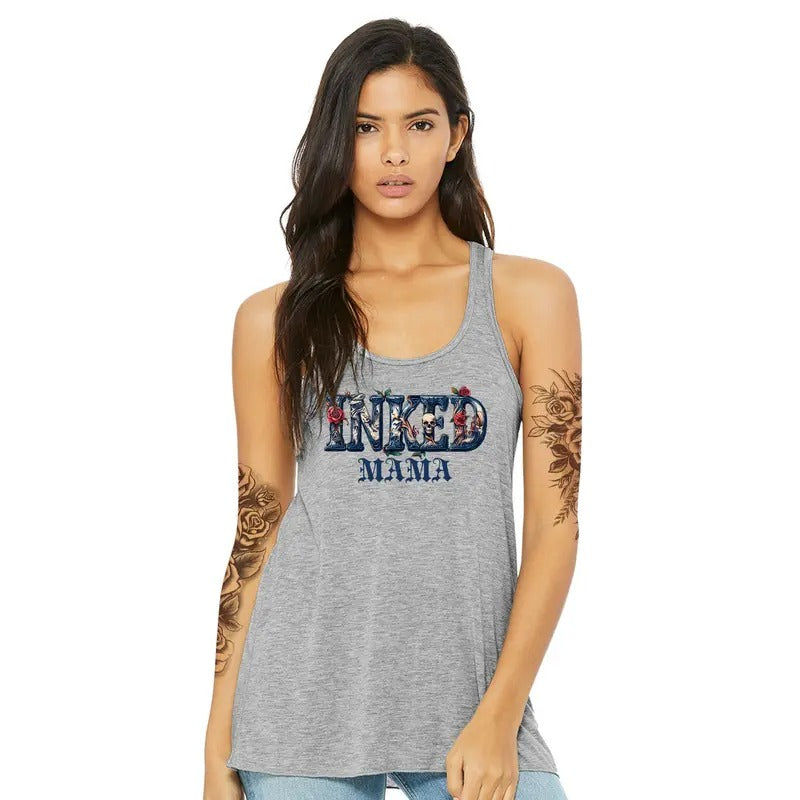 Gothic Inked Mama Tank Top, Inked Moms Club Sleeveless Top, Tatted Moms Club Athletic Tank, Tattooed Mama Clothing, Gift For Tattoo Lovers