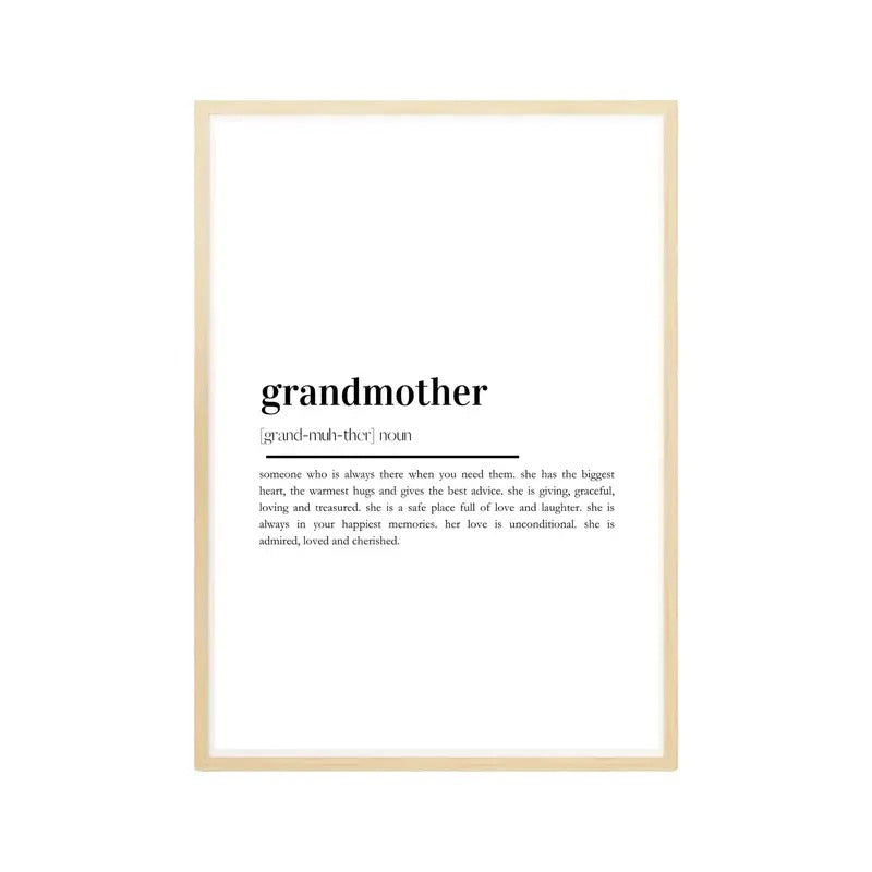 Grandmother Definition Print, Self Love Wall, Mothers Day Wall Art, Gifts For Grandmother Bedroom Decor, Poster Prints No Frame, Dorm Room Decor, Modern Wall Art, Gifts For Birthday Christmas Landscape Photo