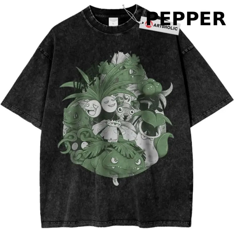 Grass Class Pokemon Shirt, PKM Shirt, Anime Shirt, Vintage T-Shirt