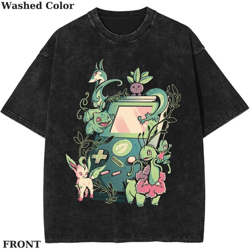 Grass Game - Bulbasaur Graphic shirt, Poke Shirt, PKM TShirt, Anime Cute Shirt, Vintage T-Shirt Menswear Top Underwear Tshirt