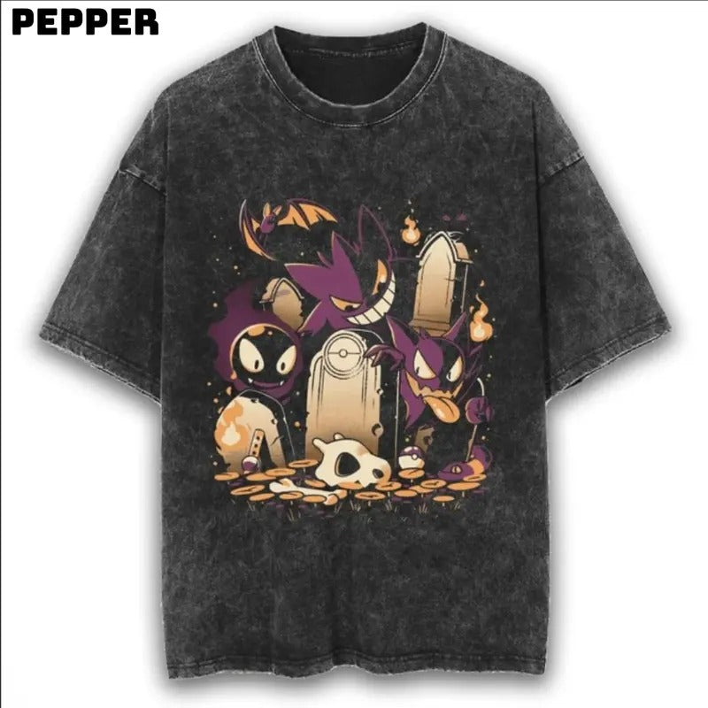 Graveyard Gengar Vintage Tee, Pokemon Shirt, Graveyard T-Shirt, Gift For Him For Her, Trendy Shirt Menswear