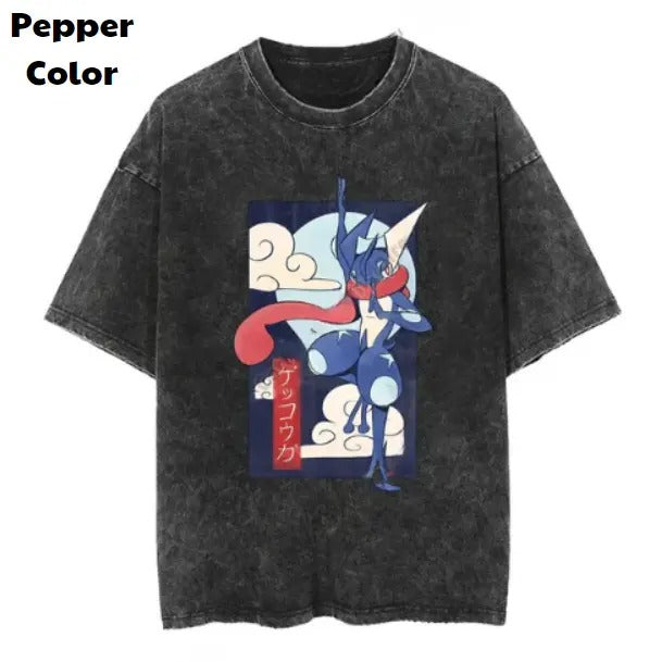 Greninja Print Vintage Tee, Greninja T-Shirt, Pokemon Graphic Tees, Pokemon Shirt, Unisex Anime Shirt, Menswear Womenswear Streetwear