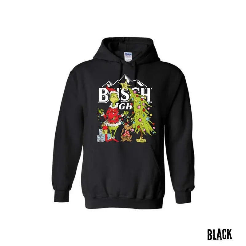Grin Max Christmas Tree Dog Star Hoodie Sweatshirt T-shirt, busch light Whimsical GrinMax Tree Shirt Long Sleeve Pullover Man Tops Menswear Sweaters