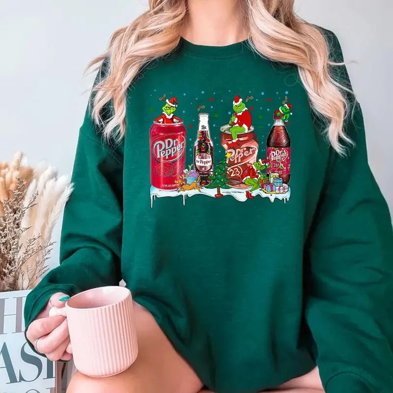 Grinh Dr Pepper T-shirt Sweatshirt Hoodie, Grinh Merry Christmas Sweatshirt, Grinh Dr Pepper Lovers Tee Hoodie Gift For Xmas