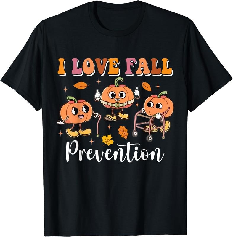 Groovy Retro I Love Fall Prevention Fall Physical Therapy T-Shirt | Unisex Cotton Tee, Short Sleeve, Size S-5XL