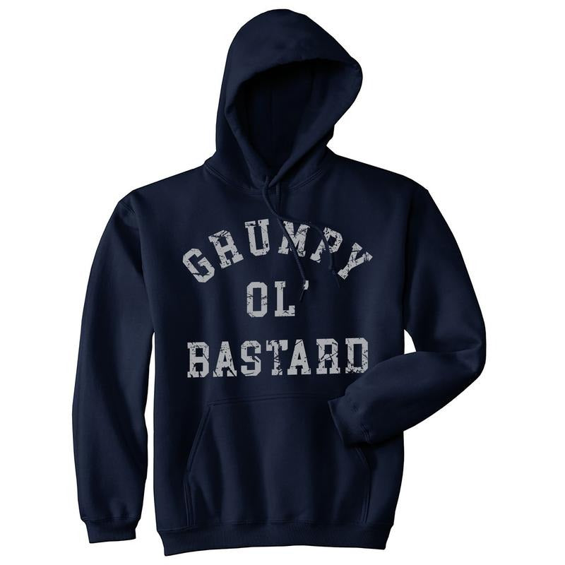Grumpy Ol Bastard Unisex Hoodie Funny Cranky Grouchy Old Joke Hooded Sweatshirt Funny Hoodies Funny Sarcastic Pullover Novelty Sweatshirt Navy -