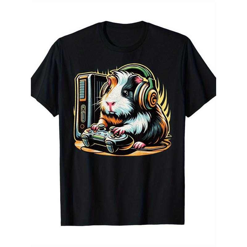 Guinea Pig Shirt Funny Guinea Pig & Video Games Lover Gamer 220g 100% Cotton T-Shirt made in usa