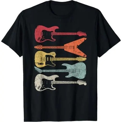 Guitar Shirt. Retro Style Gift For Guitarist T-Shirt Made in USA