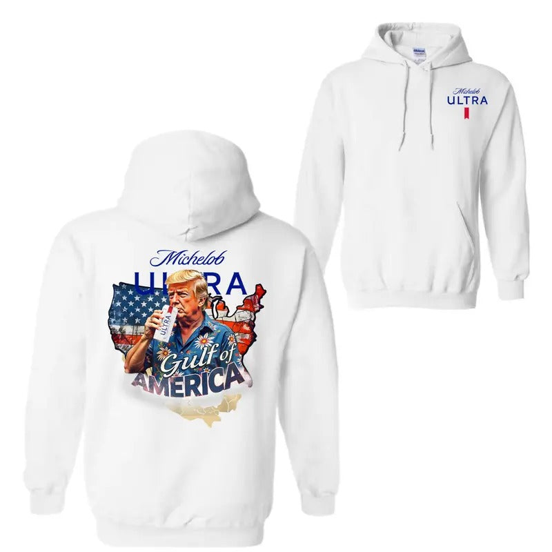 Gulf Of America 2 Side T-Shirt Sweatshirt Hoodie, Michelob Ultra Trump Graphic Shirt, USA Patriotic Cotton Hoodie, Unisex Casual Tee for Men And Women