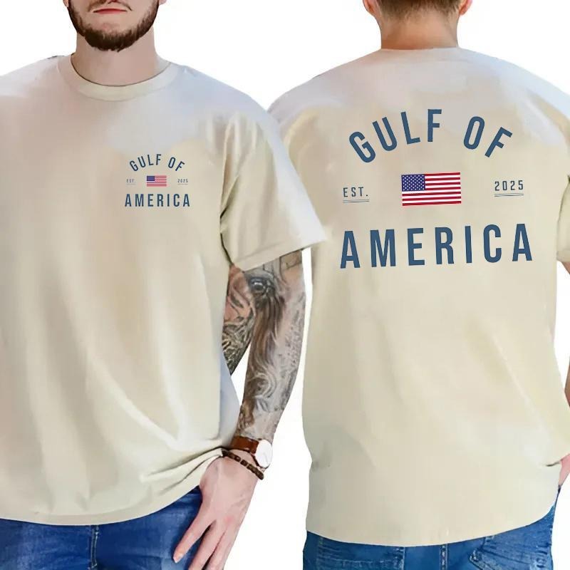 Gulf of America 2 Sides T-Shirt, Patriotic Minimalist Graphic Tee, Gift for Men for Woman Menswear Graphic Tee Casual Top for Unisex