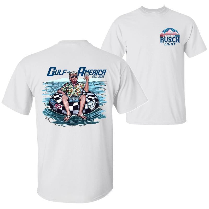 Gulf of America T-Shirt - Sweatshirt - Hoodie, Drinking Graphic Tee, Busch Light Beer Shirt, Vintage Summer Tee for Beach Lovers Men's Graphic Tees