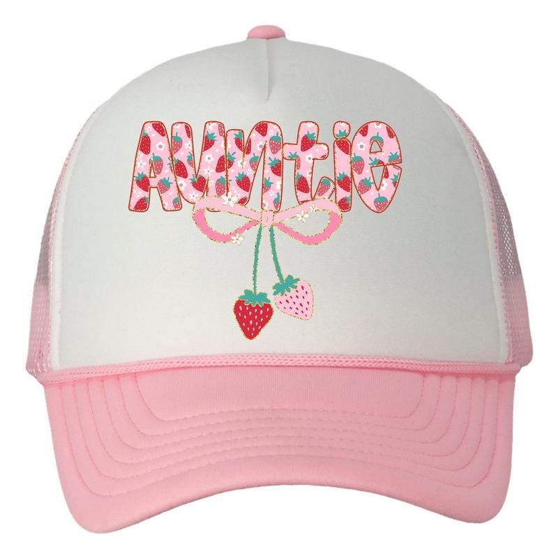 HAT - Auntie Strawberry Coquette Foam Mesh Trucker Hat 'NLB'
