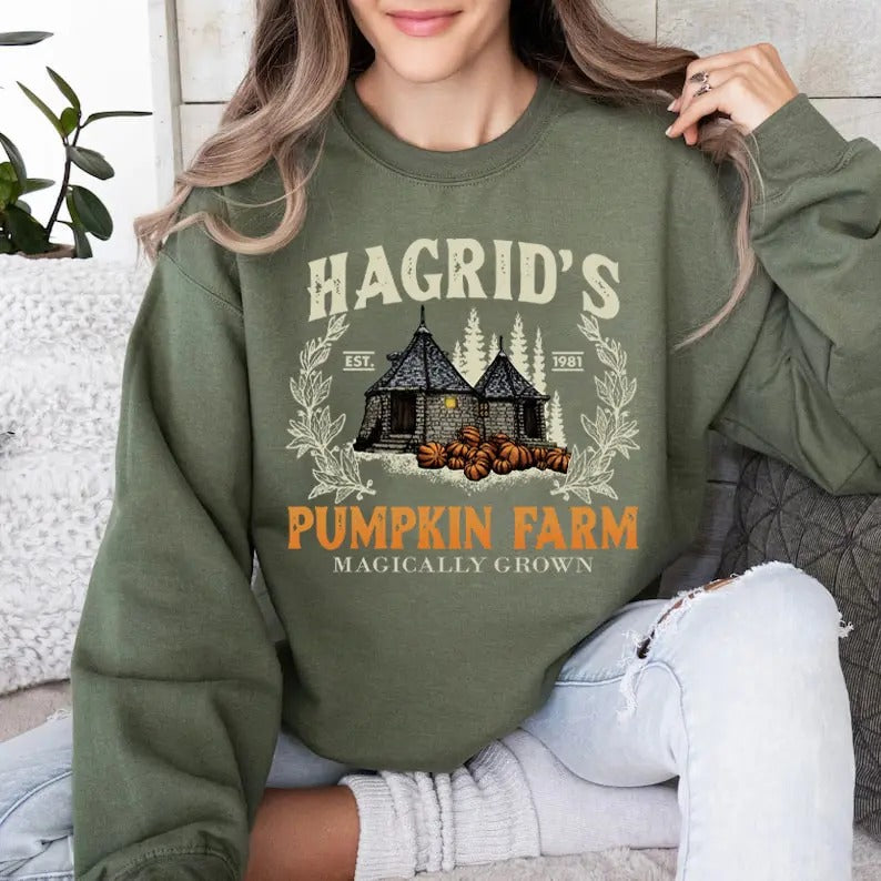 Hagrid's Pumpkin Patch Sweatshirt, Vintage Fall Shirt, Retro Halloween T-Shirt, Pumpkin Patch Sweatshirt, Wizard Halloween Shirt, Spooky Season T-Shirt, HP Fan Gift