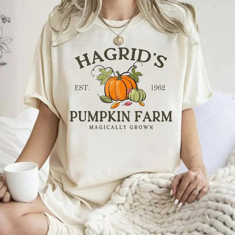 Hagrid's Pumpkin Patch Unisex T-Shirt, Retro Fall T-Shirt, Pumpkin Fall T-Shirt, Pumpkin Thanksgiving, Autumn Pumpkin
