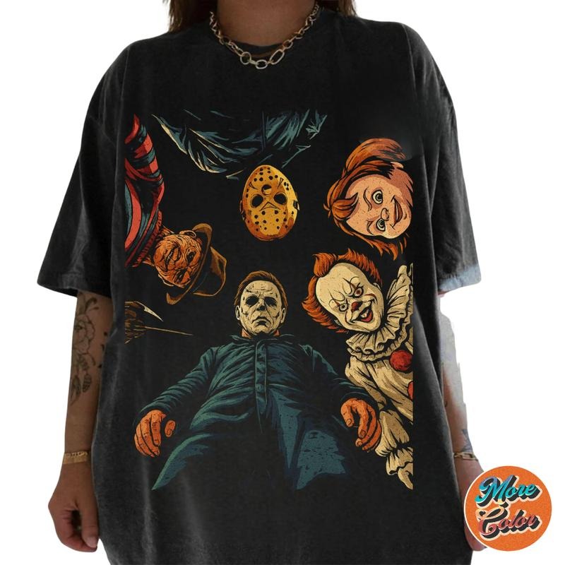 Halloween 2025 Scary Movie Shirt, Retro Horror Shirt, Fall Halloween Gifts Shirts, Cotton Unisex T-Shirt, Crew Neck, Size S- 3XL, Menswear Top, Womenswear Top Underwear Streetwear