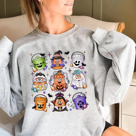 Halloween Chicken Nuggets Sweatshirt, 90s Retro Halloween Shirt, Spooky Nugget Crewneck, Halloween Coquette Design, Happy Meal Boo Bucket