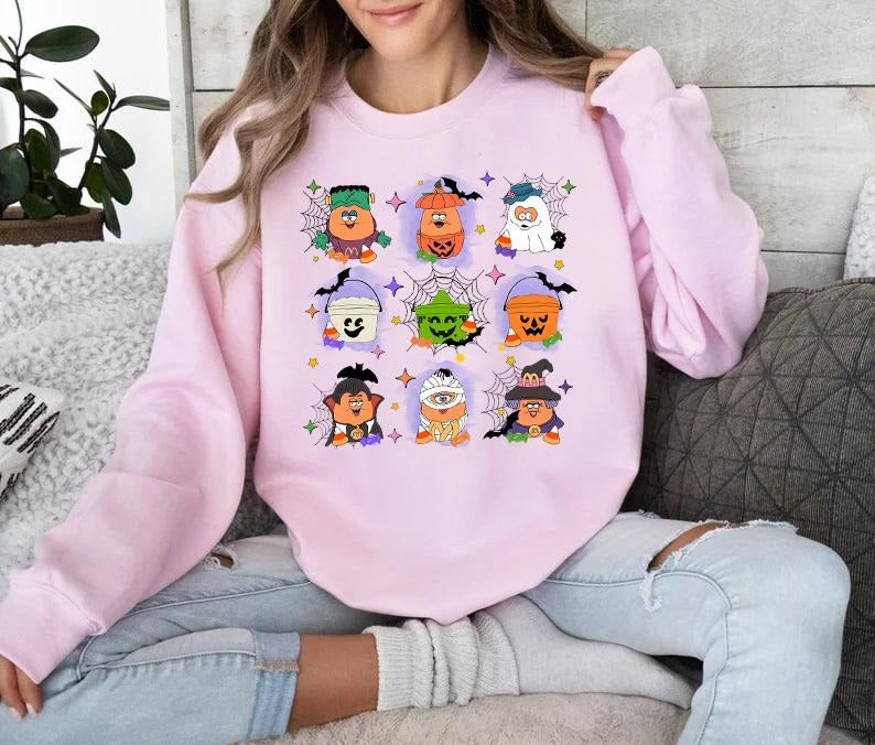 Halloween Chicken Nuggets Sweatshirt, 90s Retro Halloween Shirt, Spooky Nuggets Meal Bucket Shirt, Spooky Nugget Crewneck, Halloween Coquette Design, Happy Meal Boo Bucket, Trendy Halloween