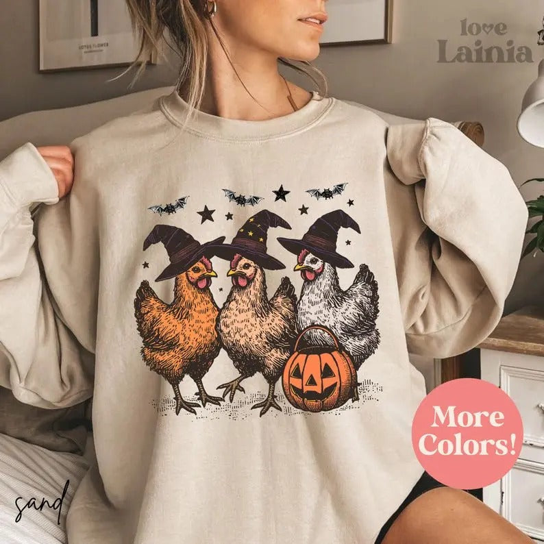 Halloween Chicken Sweatshirt, Halloween Chicken Shirt for Women Chicken Lover Gift Funny Chicken Shirt Ghost Chickens Tee Fall Chicken T-shirt, sweater and Hoodie