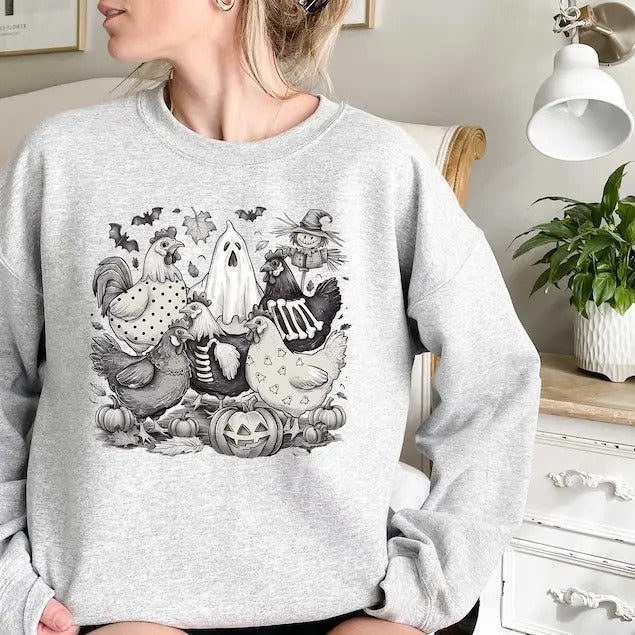 Halloween Chicken Sweatshirt, Halloween Chicken T-Shirt, Chicken Lover Gift, Funny Chicken Shirt, Ghost Chickens Tee, Fall ChickenT- T-shirt, sweater and Hoodie