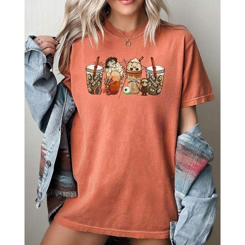 Halloween Coffee, Skeleton, Ghost, Witch, Skull, Spooky, Aesthetic, Meme, Halloween, Costume, Tshirt, Women's, Comfort Colors Tee, Spooky, Tshirt, Witch, Pumpkin, Ghost, Skeleton