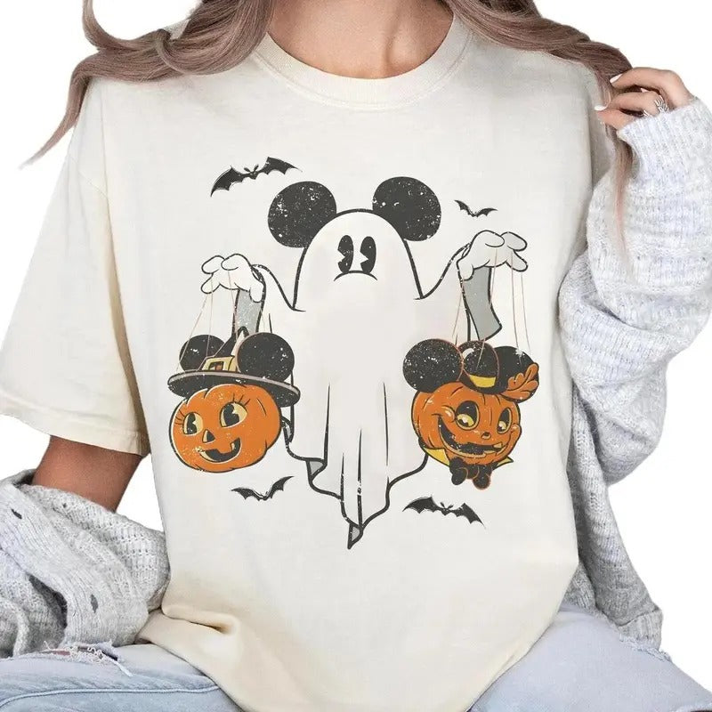 Halloween Mouse Ghost Comfort Colors Shirt, Retro Spooky Season Tshirt, Cute Halloween Gifts
