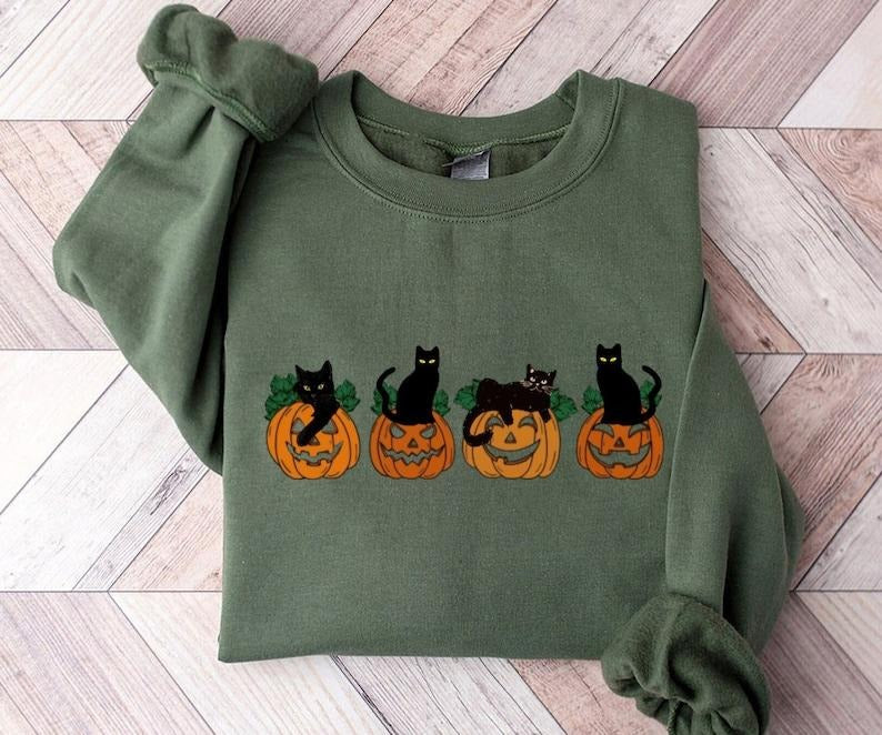 Halloween Sweatshirt, Cat Sweatshirt, Ghost Shirt, Halloween Sweater, Halloween Cat Shirt, Cat Lover Shirt, Black Cat Shirt, Spooky Season T-shirt, sweater and Hoodie