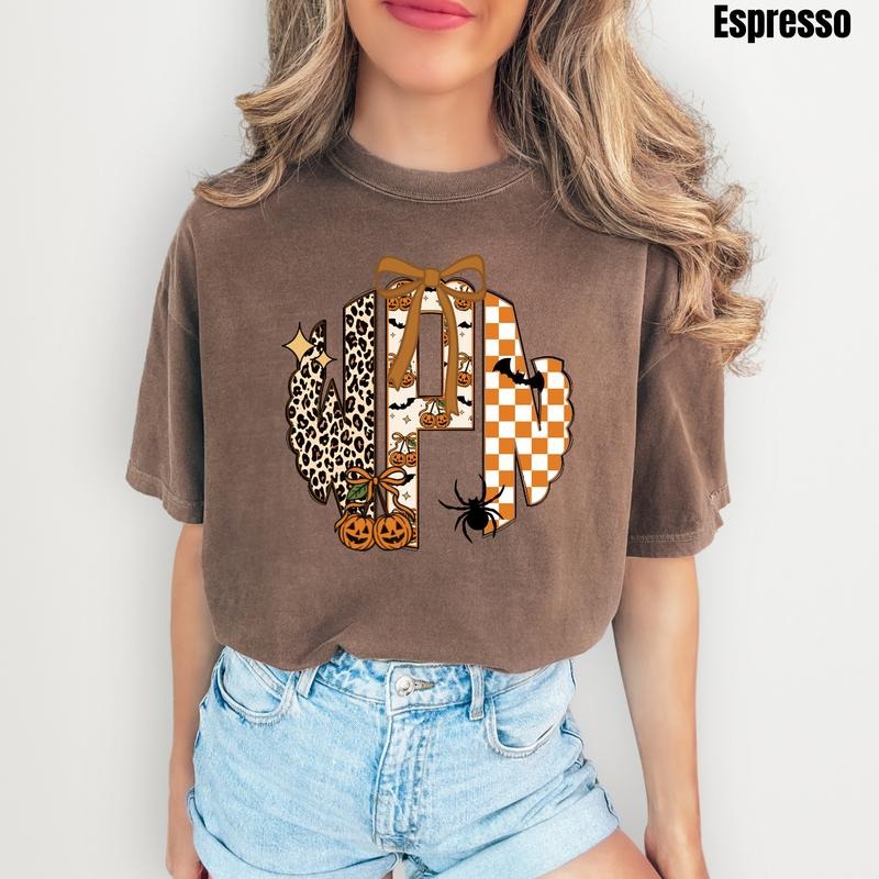 Halloween Theme Monogram Comfort Colors T-Shirt 'NLB'