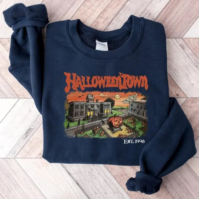 Halloweentown Est 1998 Sweatshirt, Halloweentown University, Retro Halloweentown Sweatshirt, Fall Sweatshirt, Halloween Sweatshirt Full Sizes- Full Colors For Men and - Women