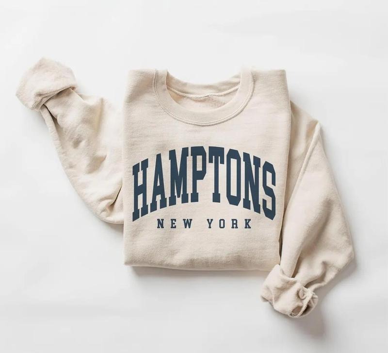 Hamptons City Sweatshirt, New York Pullover, Retro Varsity Aesthetic, Trendy Travel Destination Gift, Unisex Crewneck Sweatshirt