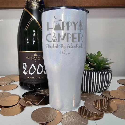 Happy Camper Fueled By Alcohol Laser Etched Tumbler