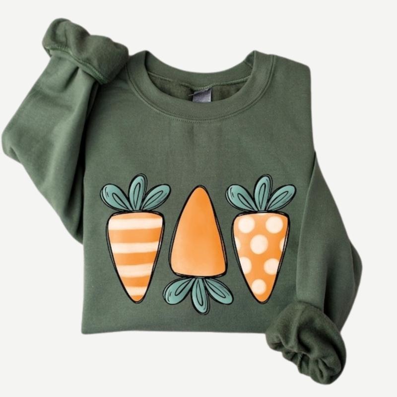 Happy Easter Carrot Sweatshirt, Easter Day Sweatshirt For Womens