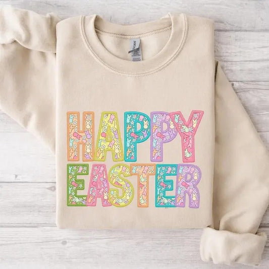Happy Easter Sweatshirt, Womens Easter Shirt, Rabbit Sweatshirt, Bunny Sweatshirt, Funny Easter Sweater, Easter Gift, Cute Easter Shirt
