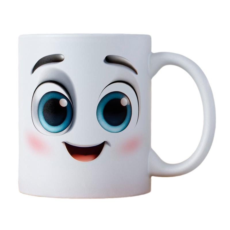 Happy Face 3d Effect Mug, Funny Face Mug, 3d Effect On 2d Cup, Cartoon Face Mug Wrap, Gift Mug For Girls, Novelty Coffee Mug, Gifts For Friends, 11 15oz Ceramic Cup, Gifts For Birthday Christmas Anniversary