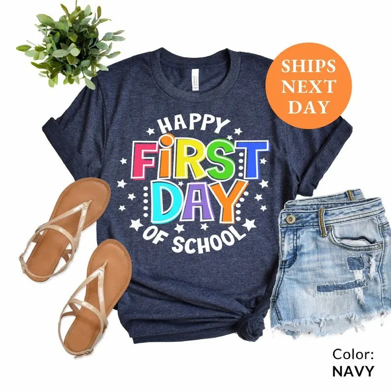 Happy First Day of School Teacher Shirt, Back to School Shirt for Teachers, Teacher Shirt Back to School Shirt Teacher Gift style 04