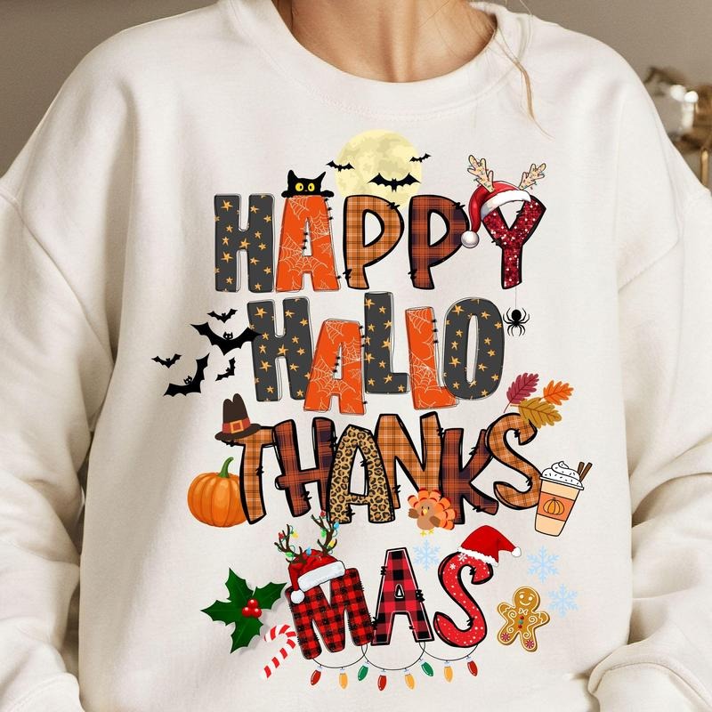 Happy Hallothanksmas Sweatshir, Halloween Thanksgiving Christmas Shirt, Fall Winter Holidays Shirt, Merry Christmas, Christmas Shirt, Cozy Season