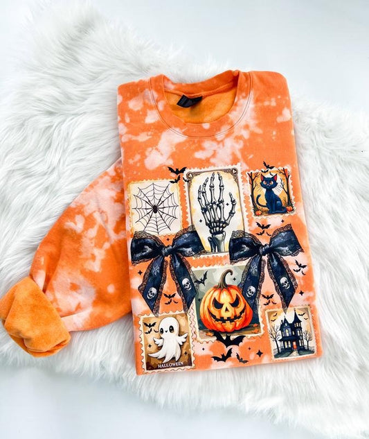 Happy Halloween Coquette Bleached Graphic Sweatshirt or Hoodie Unisex  Womenswear Crewneck Casual Tshirt Top