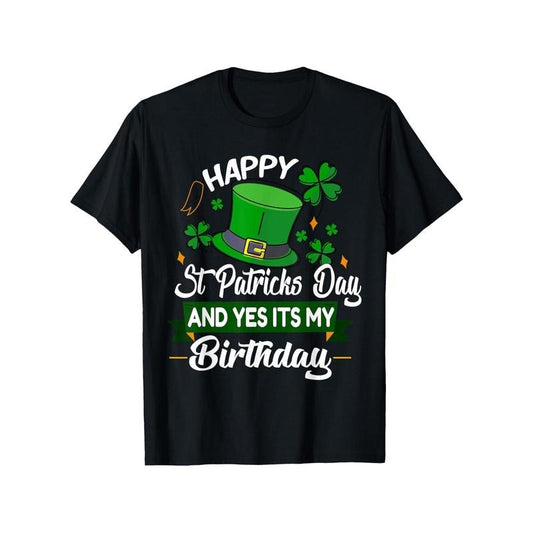 "Happy St Patrick's Day & Birthday Graphic T-Shirt for Men & Women - 100% Cotton, Comfortable Round Neck, Short Sleeve, Sizes S-XXXL, Perfect for Outdoor & Casual Wear", Casual Wear Tshirt | Festive Design | Comfortable Fit made in usa