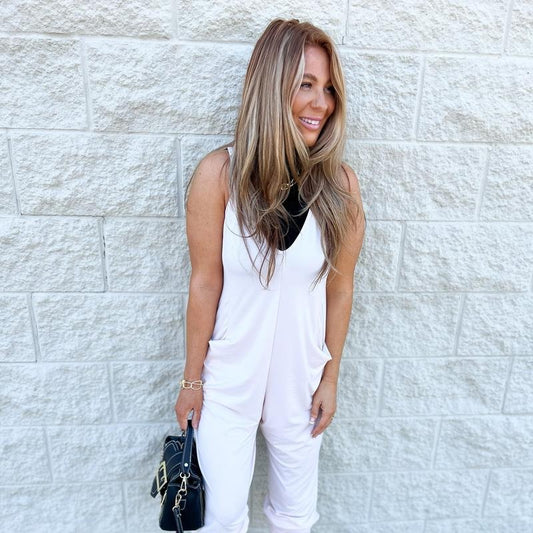 Happy Thoughts Beige Mademli Custom Jumpsuit