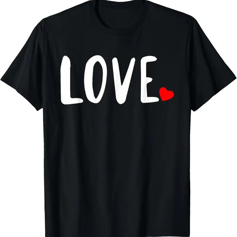 Happy Valentine's Day Men's T-Shirt - Cute Red Heart Love Print, Short-Sleeved Cotton Tee, Machine Washablemade in usa