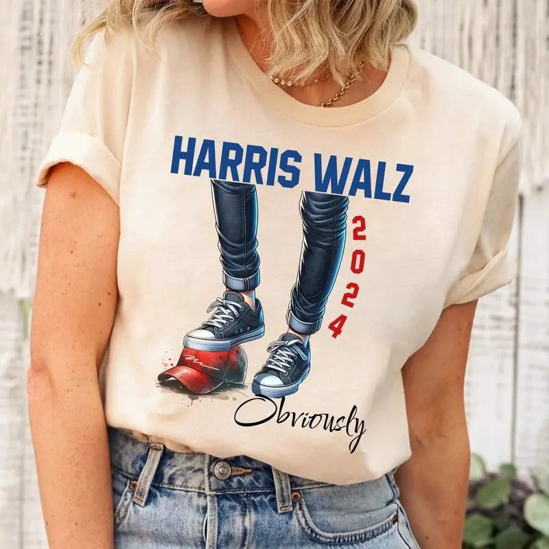 Harriiis Wallllz Obviously Shirt 2024, Support Wallllz Harriiiis Shirt, Election 2024 Shirt, Sarcastic Graphic Tee, Unisex Classic Cotton Tee, For Men, For Women