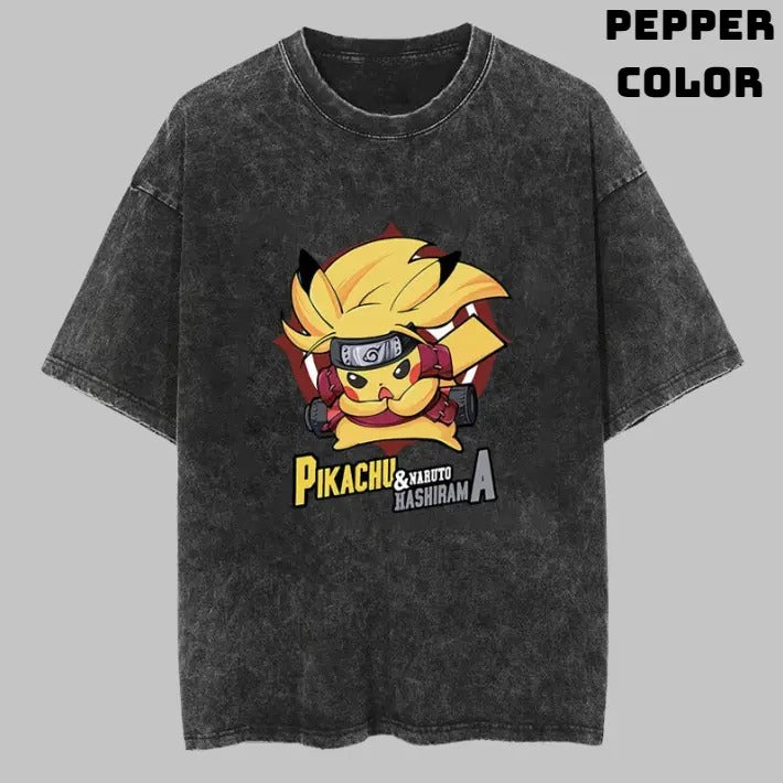Hashirama Senju Pikachu Vintage Graphic Tees, Pikachu T-Shirt, Naruto, Pokemon Shirts, Unisex Anime Manga Shirt Top Menswear Womenswear Streetwear
