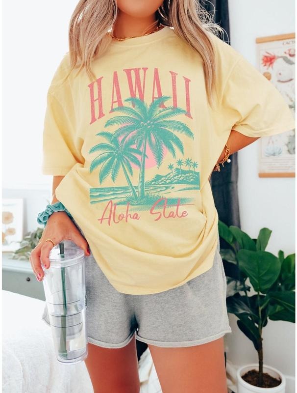 Hawaii Shirt, Aloha State Shirt, Trendy Summer Tees, Retro Summer Shirt, Hawaiian Shirt, Beach Tee, Beach Lover Gifted