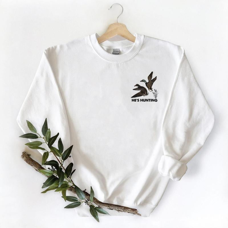 He Is Hunting Mallard Duck National Wildlife Sweatshirt Pocket Retro 90s Sweatshirt Pullover, Hunting Season, Cotton Unisex Fabric Menswear