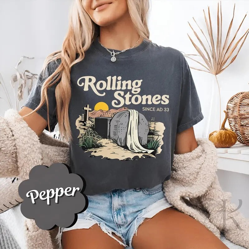 He Is Risen Sublimation Design, Rolling Stones Shirt, Retro Since AD 33 Shirt Design, Easter Christian Clipart Z