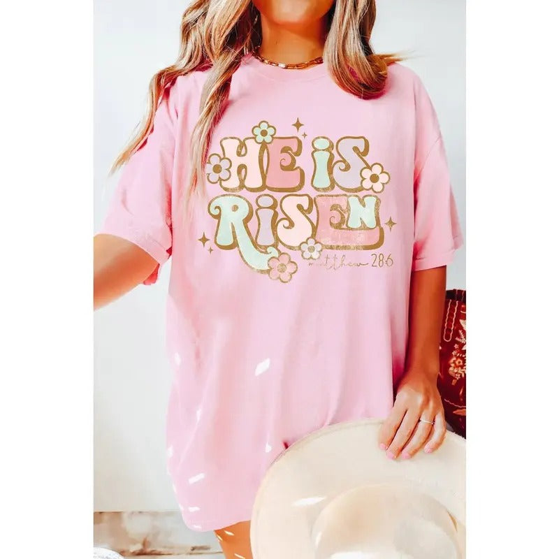 He Is Risen Tee Shirt - Jesus Tee - Religious Easter Shirt - Church Easter Tee For Women - Graphic Easter Tee
