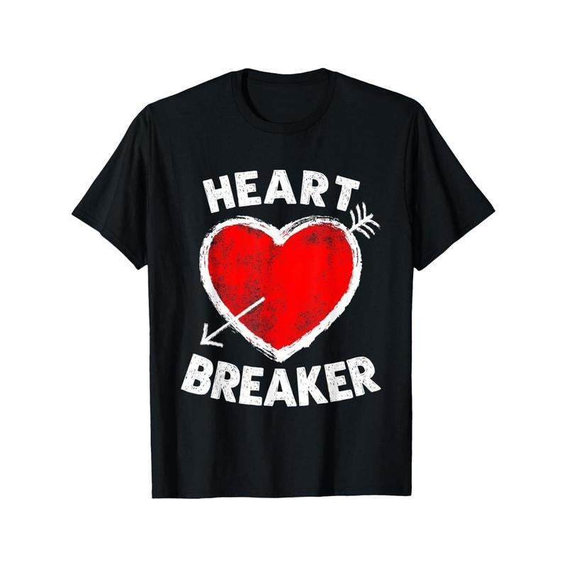Heart Breaker Men T-Shirts, Funny Valentine'S Day Novelty Graphic Printed Tee, Short Sleeve Valentine'S Day Couple T-Shirt for Men Boyfriend Husband 100% Cotton made in usastyle{n002}3