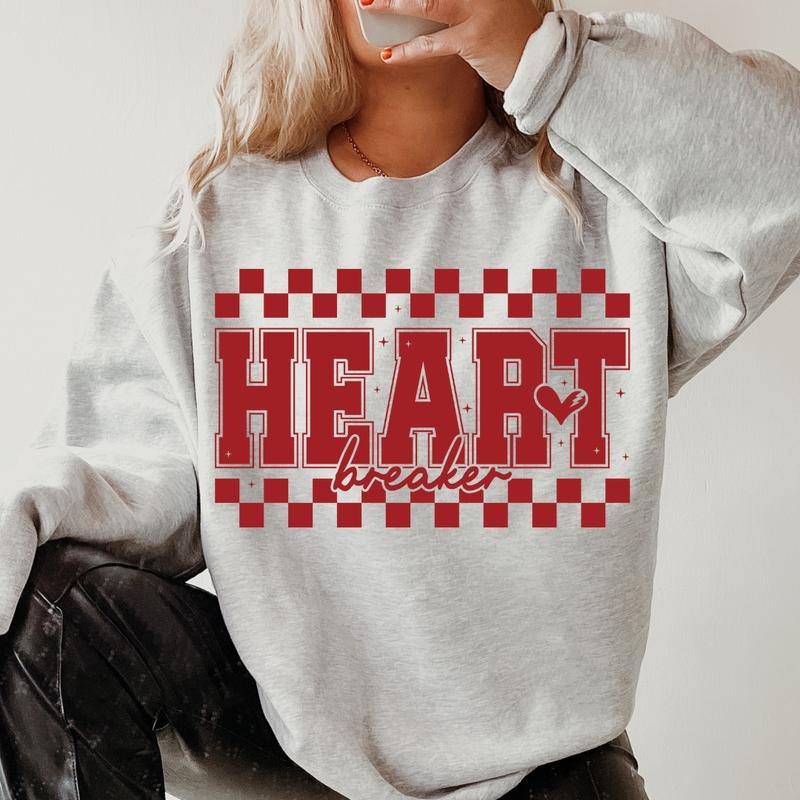 Heart Breaker Valentines day Crewneck ~ Sweatshirt Unisex Apparel Relaxed Fit Printed in the USA Clothing Womenswear Casual and Comfortable