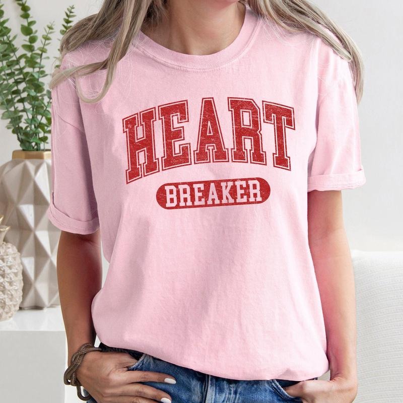 Heart Breaker, Collegiate, Love, Comfort Colors Tshirt, Valentine's Day, Valentine's Day Comfort Colors Tshirt, Women's Graphic Tee, Love, Heart, Cupid