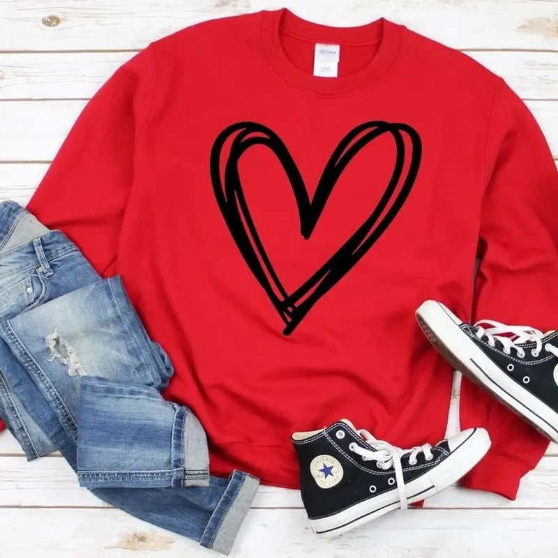 Heart Sweatshirts, Valentines Day Sweatshirt, Hand Drawn Heart Sweatshirt, Kindness Sweatshirt, Valentines Day Gift Sweatshirt, Gift For Her, Cute Valentine Shirt, Gift For Her, Love Hoodie, XOXO Sweatshirt, Hodie and Sweater, T-Shirt