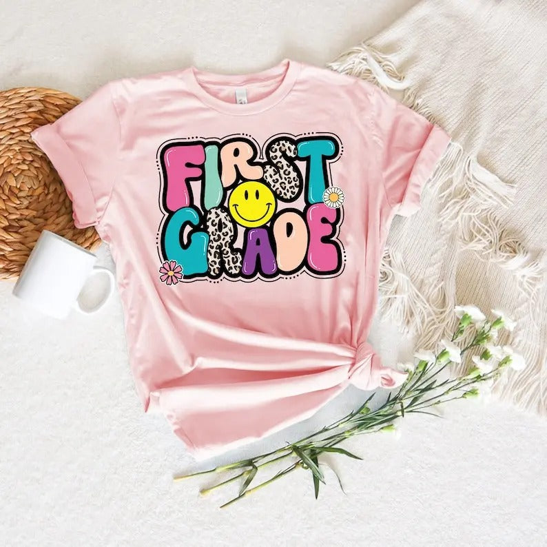 Hello First Grade Shirt, Back To School Shirt, Hello First Grade Rainbow Shirt, First Grade Shirt, First Grade Teacher Shirt,1st Grade Shirt style 02